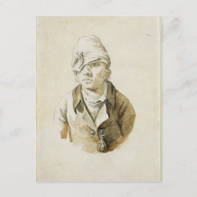 Postal Autoretrato con parche de tapa y ojos (Anverso)