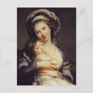 Postal Autoretrato con su hija