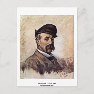 Postal Autoretrato De Cincuenta Años Por Fattori Giovanni
