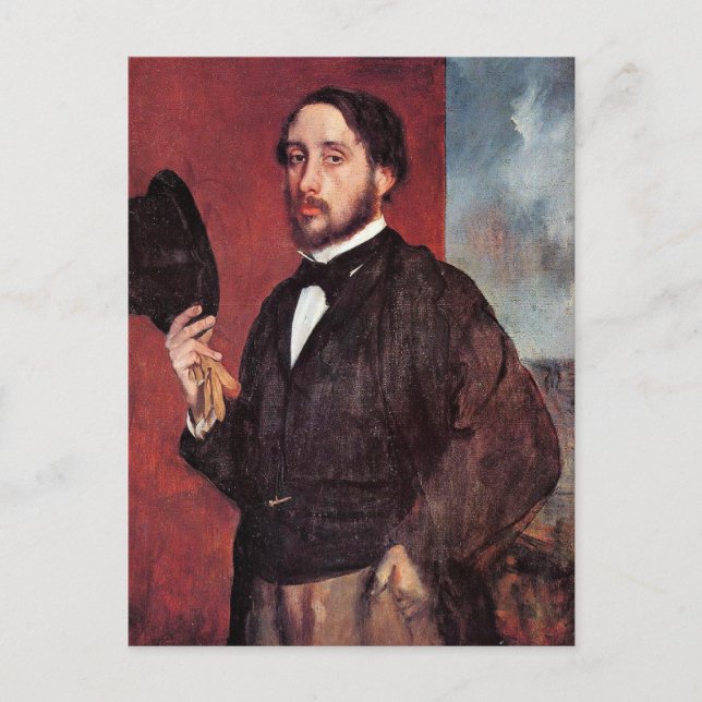 Postal Autoretrato, de Edgar Degas, (Anverso)