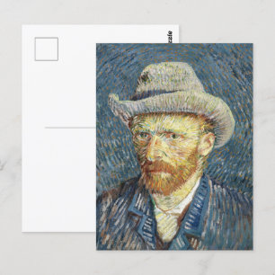 Postal Autoretrato de Van Gogh con Gorra de Grey Felt