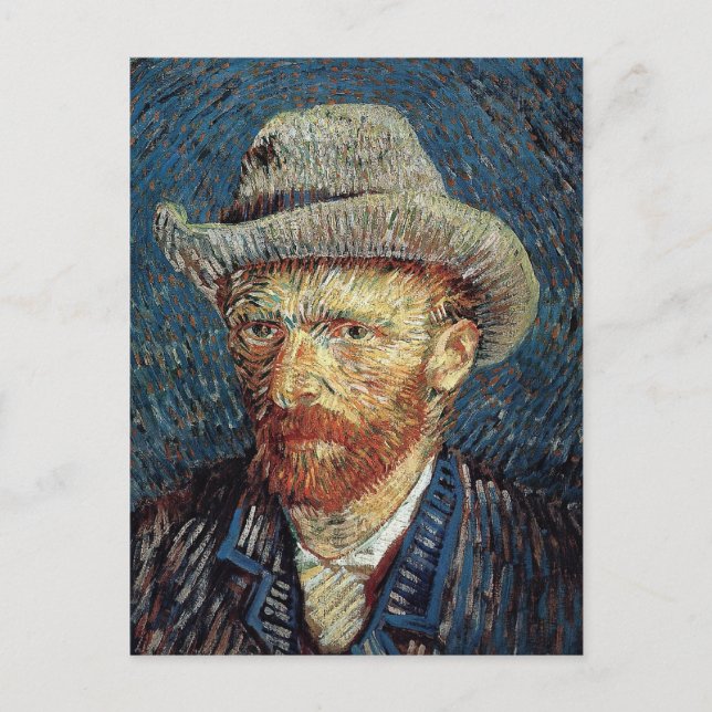 Postal Autoretrato de Van Gogh con Gorra de Grey Felt (Anverso)