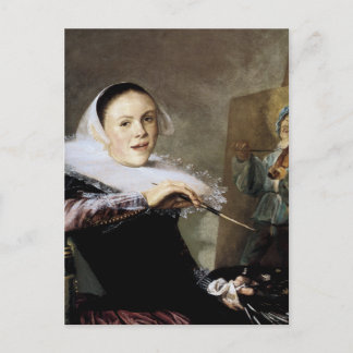 Postal Autoretrato en el caballete