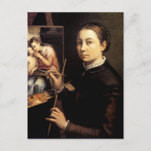 Postal Autoretrato en el caballete