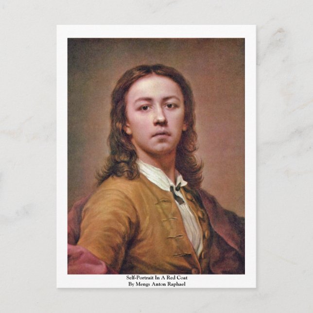 Postal Autoretrato En Un Abrigo Rojo De Mengs Anton Rapha (Anverso)