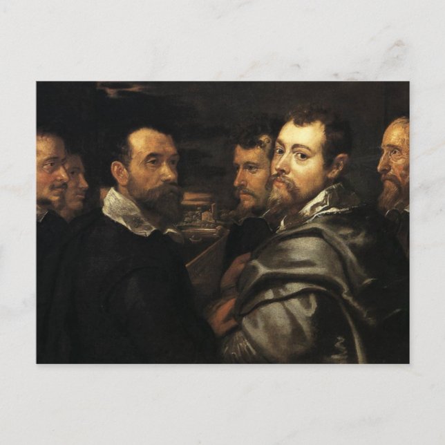 Postal Autoretrato en un círculo de amigos (Anverso)