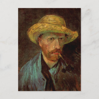 Postal Autoretrato, Gorra de paja y Bella Artes de Van Go