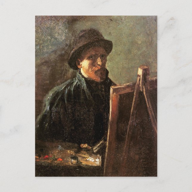 Postal Autoretrato, Gorra oscuro, Bella Artes de Easel Va (Anverso)