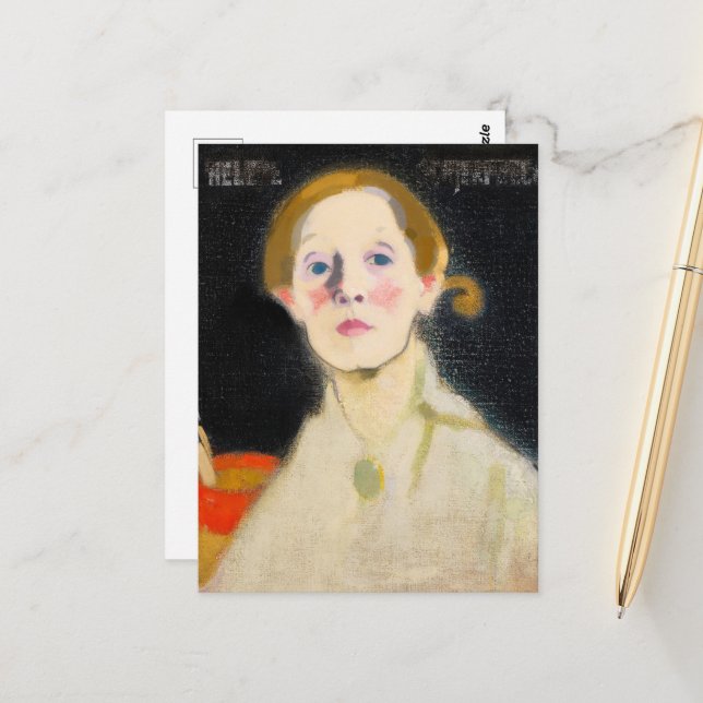 Postal Autoretrato-Helene de Helene Schjerfbeck (Anverso/Reverso In Situ)