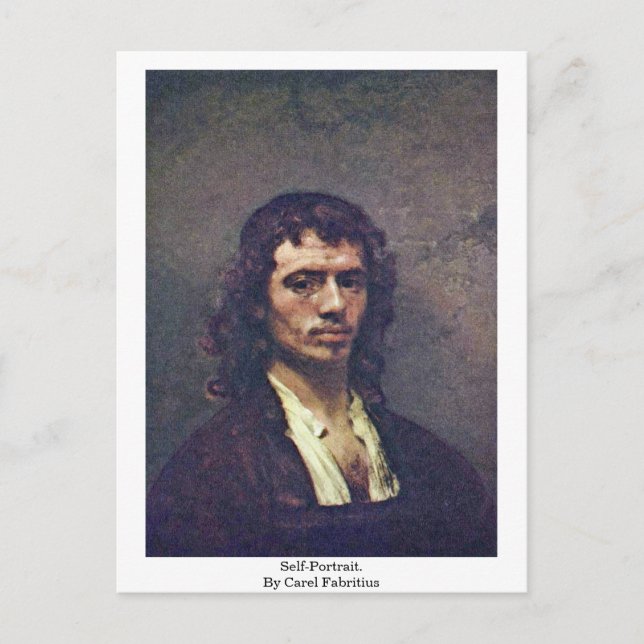 Postal Autoretrato. Por Carel Fabritius (Anverso)