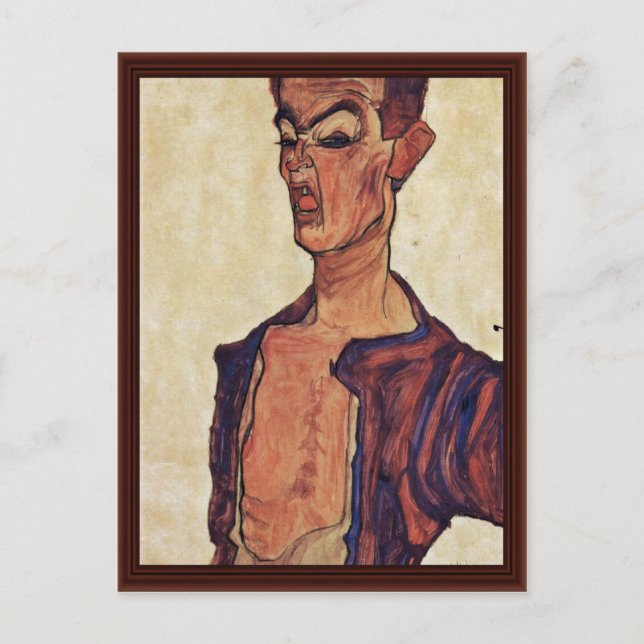Postal Autoretrato Una Cara Que Pierde Schiele Egon (Anverso)