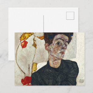 Postal Autorretrato con Physalis Egon Schiele