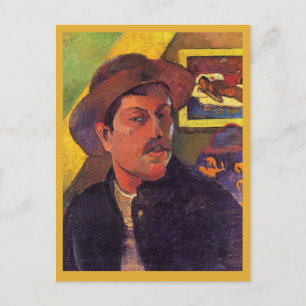 Postal Autorretrato con sombrero, Paul Gauguin,