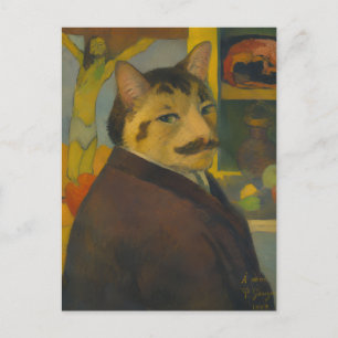 Postal Autorretrato de Paul Gauguin como gato