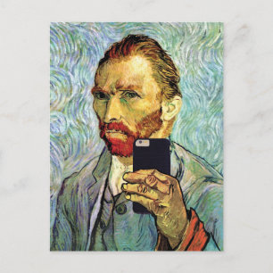 Postal Autorretrato de Vincent Van Gogh con celular selfi
