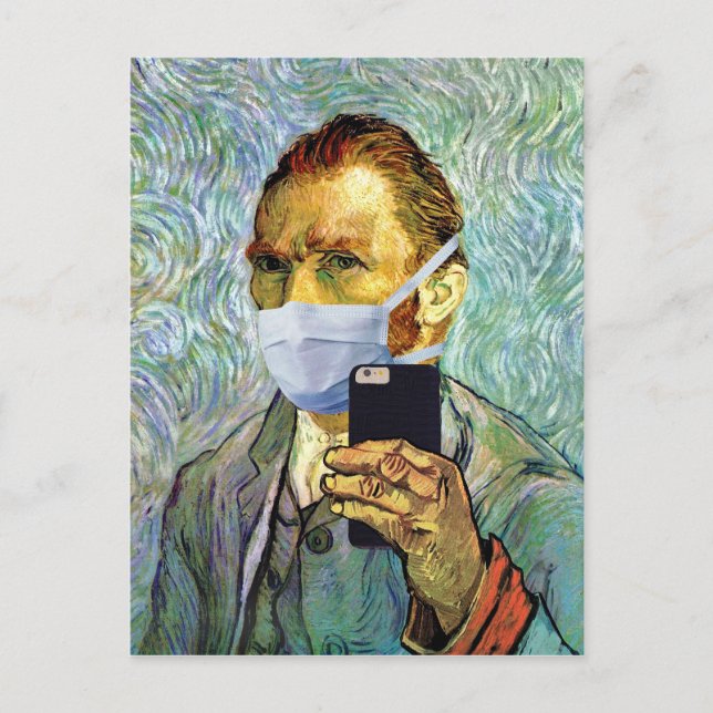 Postal Autorretrato de Vincent Van Gogh con máscara (Anverso)