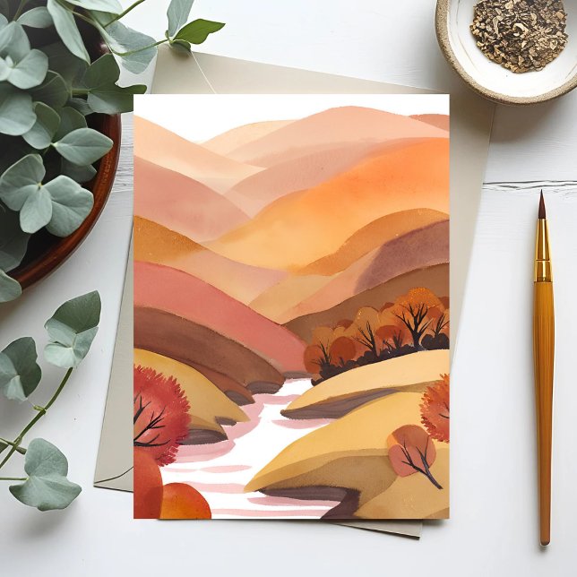 Postal Autumn Abode | Fall Foliage Watercolor Landscape (Subido por el creador)