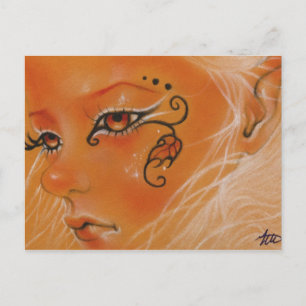 Postal Autumn Fairy doll face Postcard