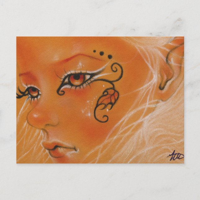 Postal Autumn Fairy doll face Postcard (Anverso)