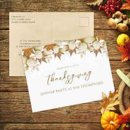 Postal Autumn Fall Foliage Elegant Greenery Thanksgiving