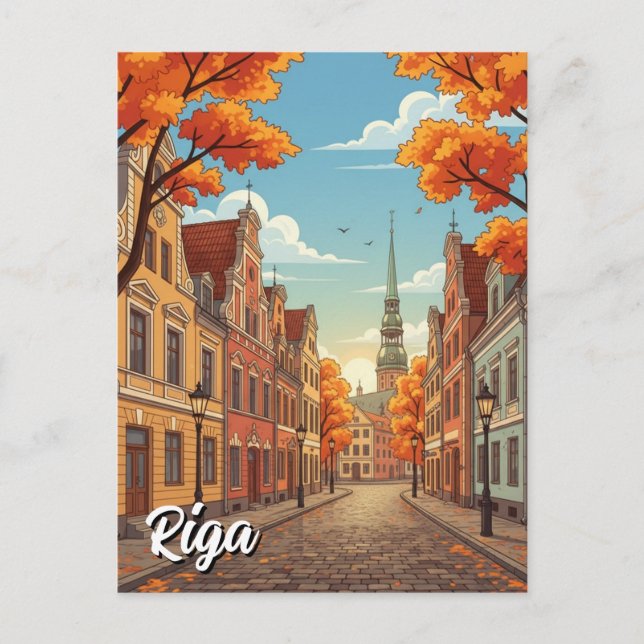Postal Autumn in Riga Latvia Travel (Anverso)