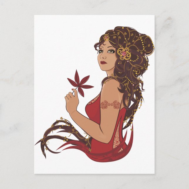 Postal Autumn lady (Anverso)