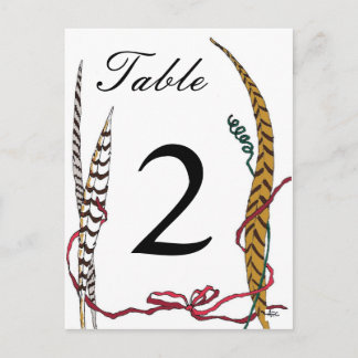Postal Autumn Pheasant Table Number Card for Reception