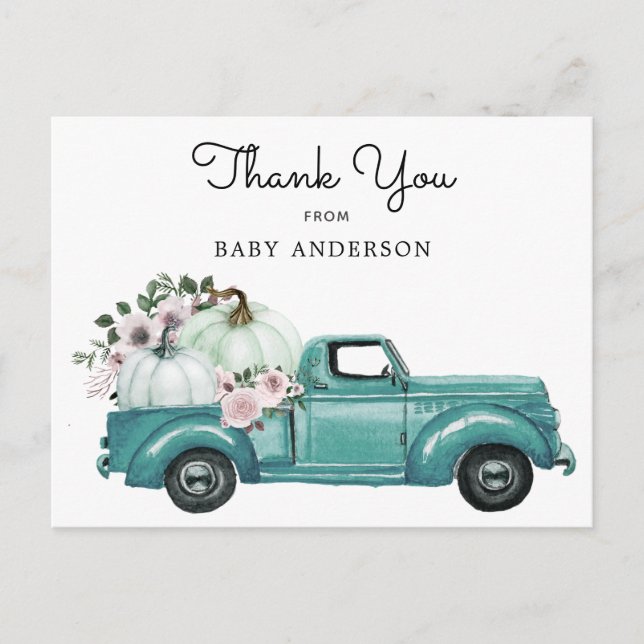 Postal Autumn Pumpkin Truck Drive De Baby Shower (Anverso)