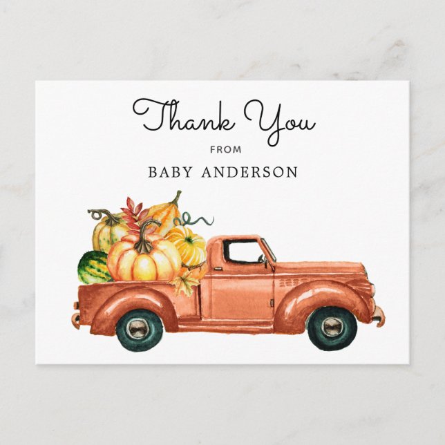 Postal Autumn Pumpkin Truck Drive De Baby Shower (Anverso)