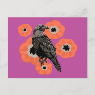 Postal Autumn Raven y Anenome Postcard