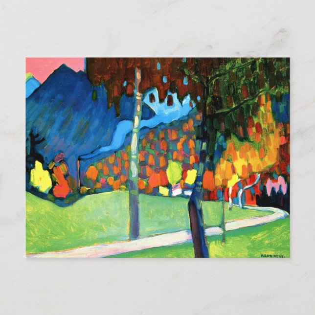 Postal Autumn Study in Oberau, by Kandinsky, (Anverso)
