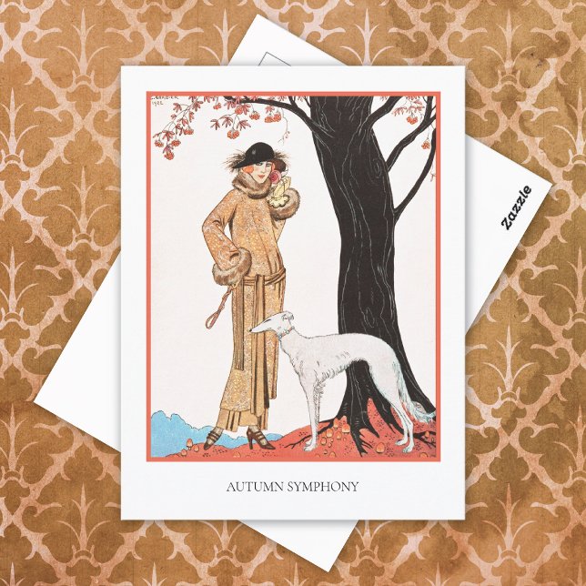Postal Autumn Symphony George Barbier Fashion Postcard (Subido por el creador)