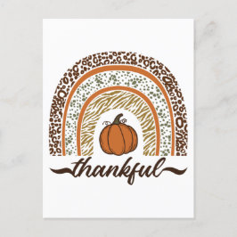 Postal Autumn Thankful Pumpkin Pie Rainbow Thanksgiving