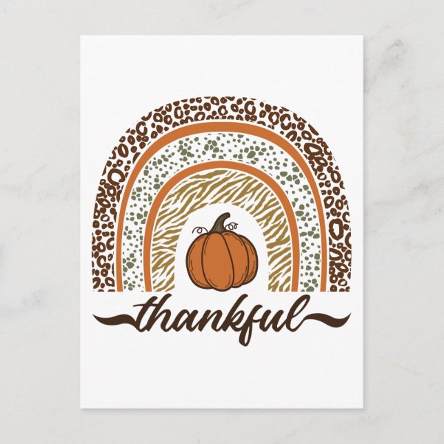 Postal Autumn Thankful Pumpkin Pie Rainbow Thanksgiving (Anverso)