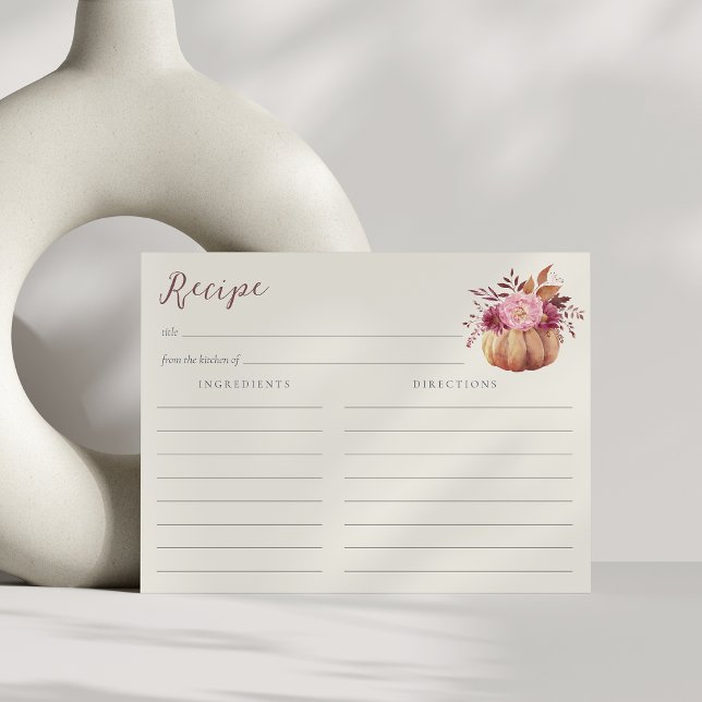 Postal Autumn Wildflowers Bridal Shower Recipe Card (Subido por el creador)