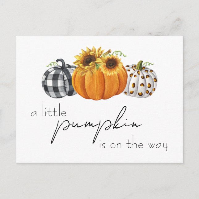 Postal Autumt Little Pumpkin Sunflower Rustic Baby Shower (Anverso)
