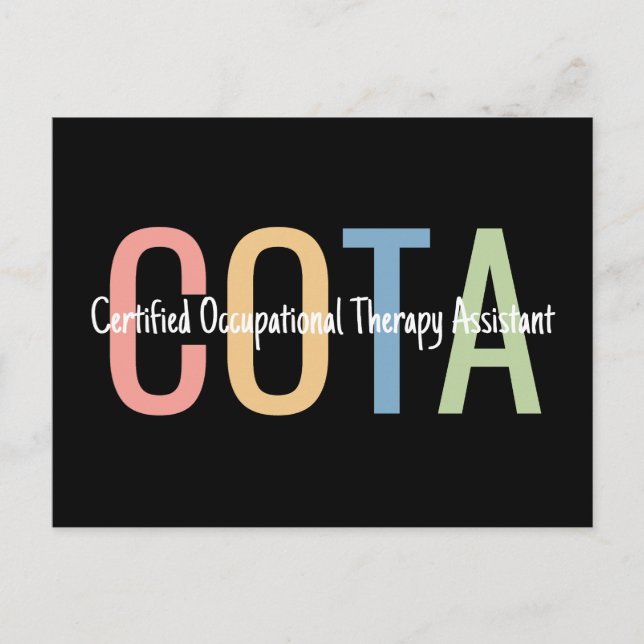 Postal Auxiliar certificado de terapia ocupacional OTA (Anverso)