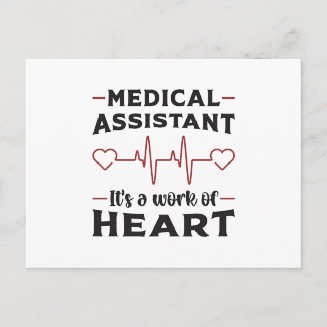 Postal Auxiliar médico Médica de corazón Funny medicina (Anverso)