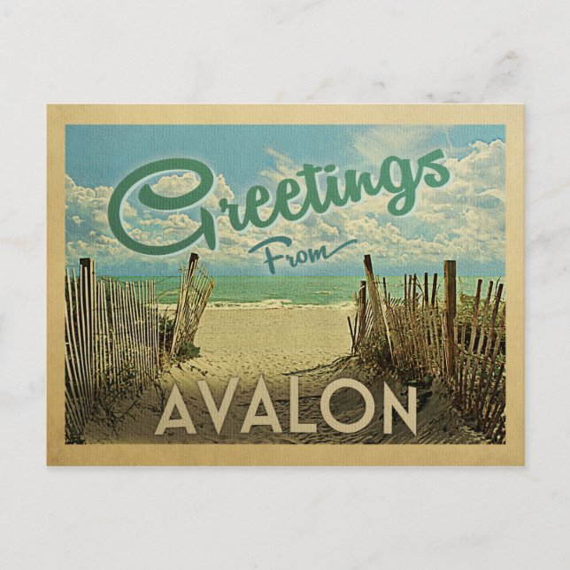 Postal Avalon Beach Vintage Travel (Anverso)