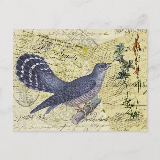 Postal Ave azul de la felicidad (Anverso)