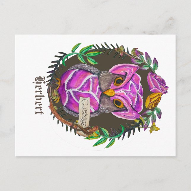 Postal Ave de col negra fantasmal - búho lindo (Anverso)