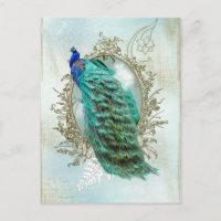 ave de pavo real hermosa turquesa vintage