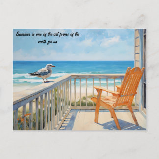 Postal Ave de playa de Bench en verano