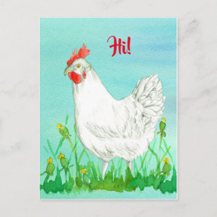 Postal Ave de pollo de la Leghorn blanca Hi