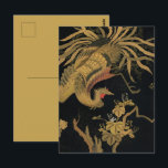 Postal Ave dorado de gallo clásico japonés antiguo<br><div class="desc">Esta preciosa huella de ave de gallo de arte asiático se basa en el ilustracion antiguo japonés,  Mythical Howo por encima del Kiri,  de G.A. Audsley-ilustracion japonés. De la edición de 1884 de Las Artes Ornamentales de Japón.</div>