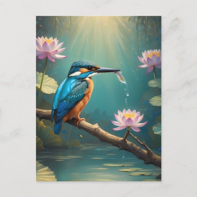 Postal Ave elegante de Kingfisher (Anverso)