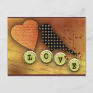 Postal Ave enamorada