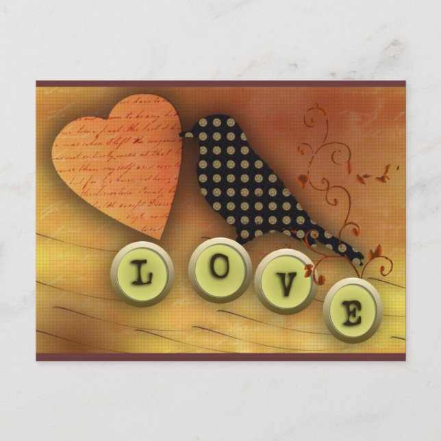 Postal Ave enamorada (Anverso)