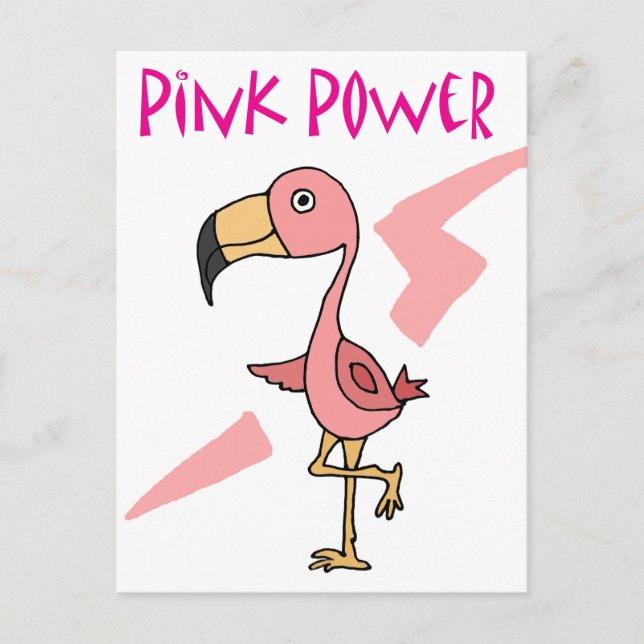 Postal Ave Flamingo inspirador De Poder Rosa (Anverso)