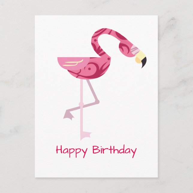 Postal Ave Flamingo Rosa Personalizado (Anverso)